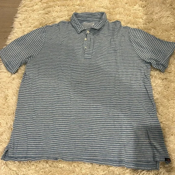 Faherty Men's Cloud Cotton Blue Stripe Short Sleeve Polo Shirt Size xl - Picture 1 of 4